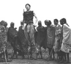 Jonathan jumping with the Maasai